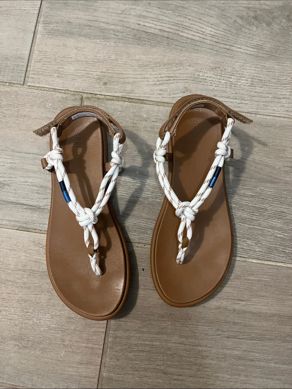 Sperry Island  T Bar Knot Sandals with Tan Footbed